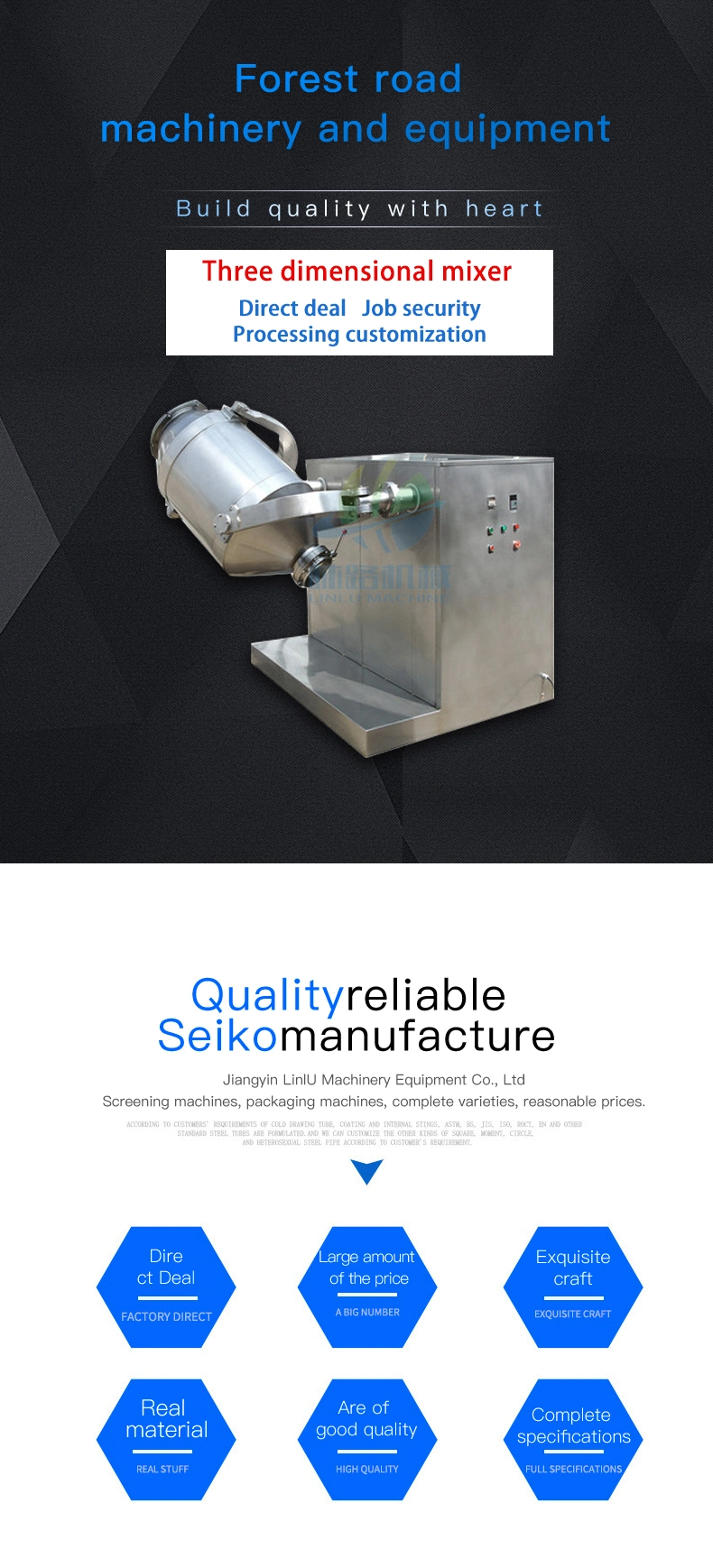 Industrial High Efficient Three Dimensional Motions Swing Harmaceutical Chemical Pharmaceutic Dry Powder 3D Mixer